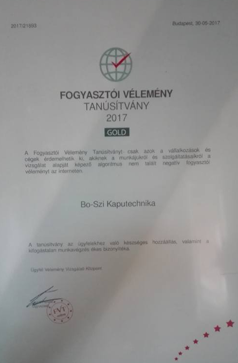 Fogyasztói vélemény tanúsítvány